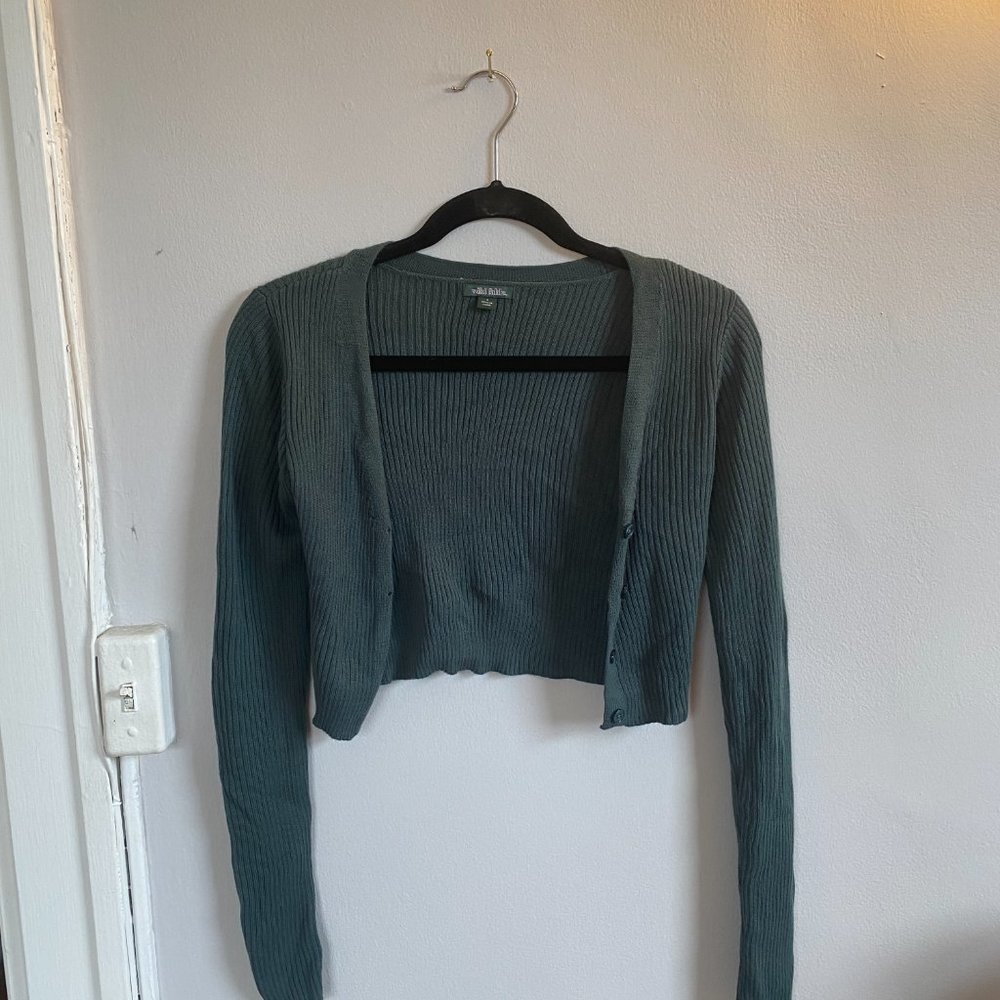 Teal Cropped Cardigan